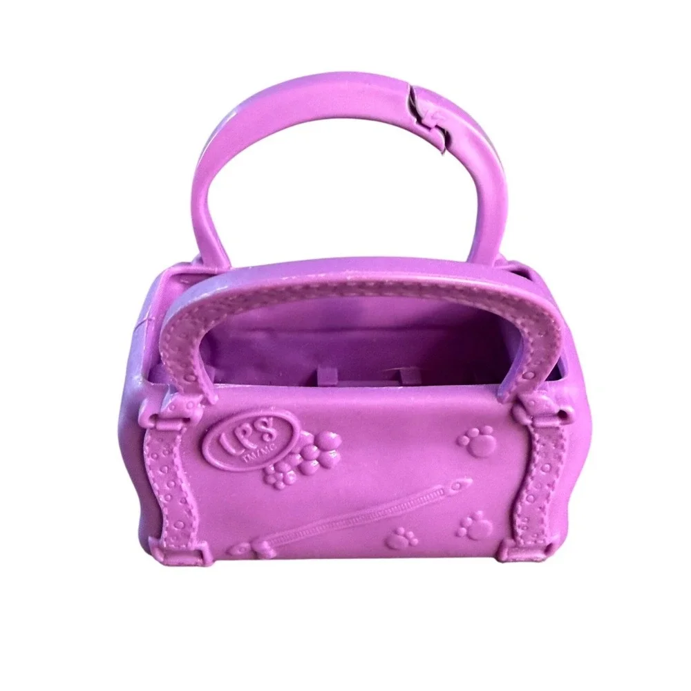 Littlest Pet Shop Purple Keychain Carrier Bag Charm Toy Accessory Paw Prints - Picture 1 of 9